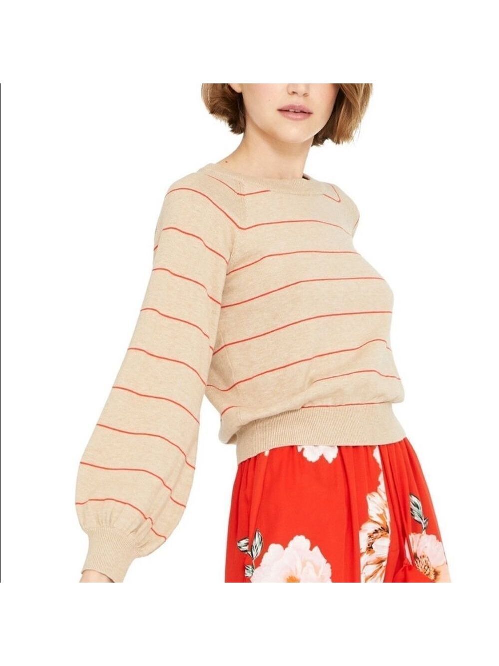 Misa Los Angeles Justine Round Neck Puff Sleeve Silk Blend Sweater